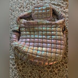Viral Free people sold out Iridescent Quilted Tote Bag with Pouch